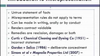 Misrepresentation Lecture 1 of 4 [upl. by Boyse88]